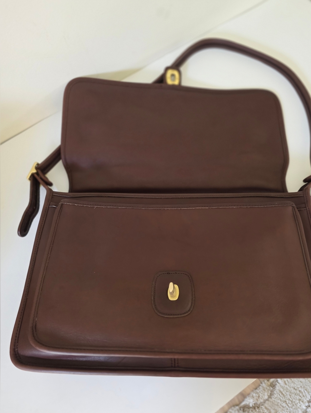 Vintage Coach Metropolitian Briefcase/Crossbody Mahagony Leather USA + Twilly - Picture 15 of 17